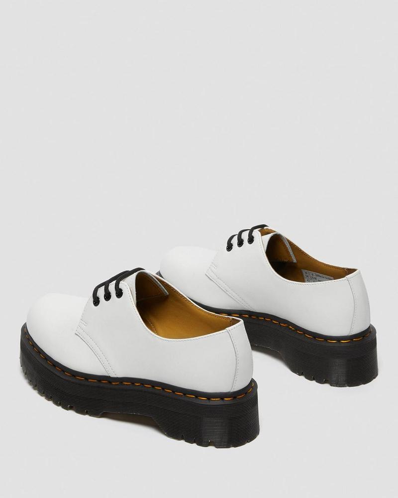 White Men's Dr Martens 1461 Smooth Leather Platform Shoes | CA 623FDN